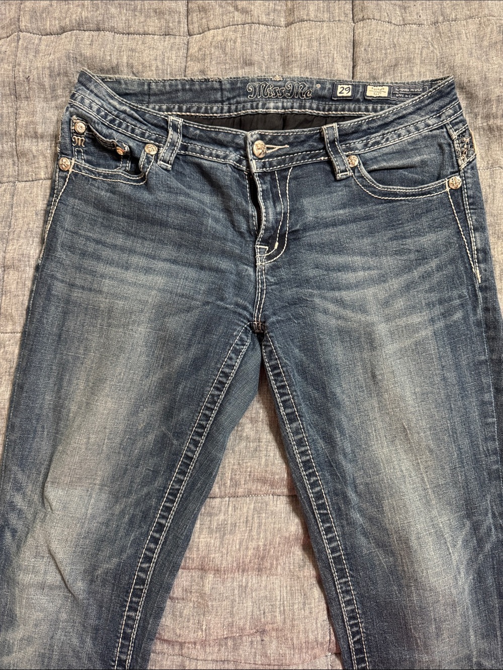Miss Me Relaxed Bootcut Jeans in Faded Blue Wash